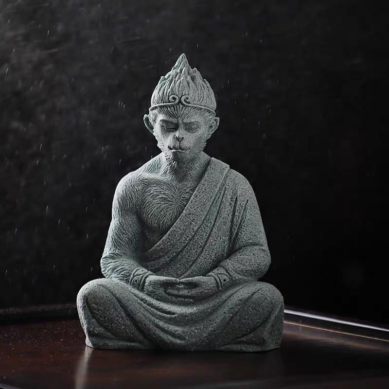 Tượng ngộ không tu luyện - tượng khỉ hầu vương - Trang trí bể cá-tiểu cảnh - Phụ kiện trang trí ôtô -Shopleo