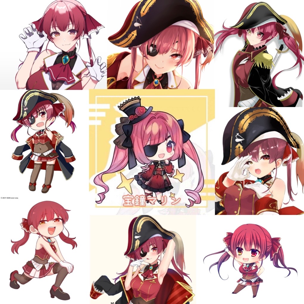 Ảnh Sticker Vtuber Houshou marine Hololive 30-60 cái ép lụa khác nhau/ hình dán Houshou marine