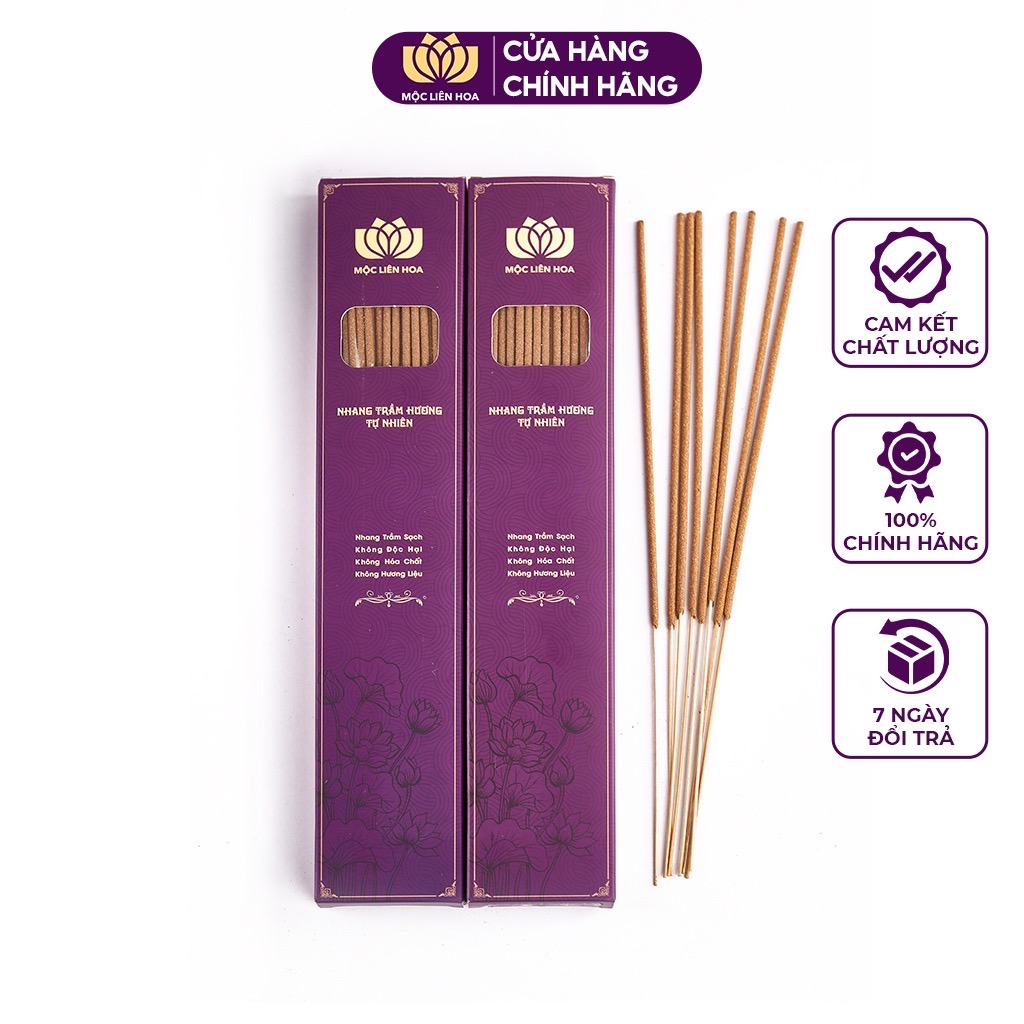 Combo 2 Hộp Nhang Trầm Hương - Loại 100 Cây Chân Mộc Tự Nhiên - Thơm Dịu Nhẹ, An Toàn| Mộc Liên Hoa