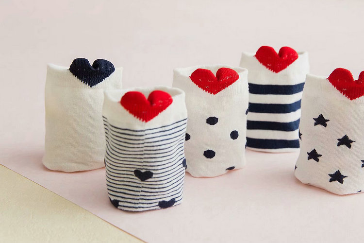 Bộ 5 tất cổ trung cho nữ hình thú chất liệu cotton