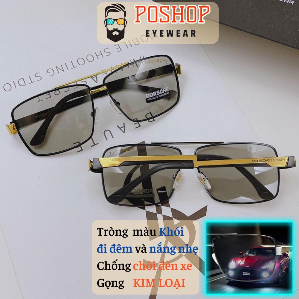 Kính mát nam POSHOP phân cực polaroid chống tia cực tím uv400 thiết kế mắt vuông dễ đeo đi đêm thời trang P8712