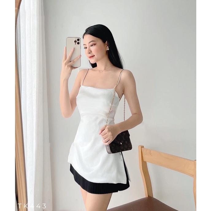 Áo 2 dây lụa hở lưng đính ngọc mút ngực size S/M