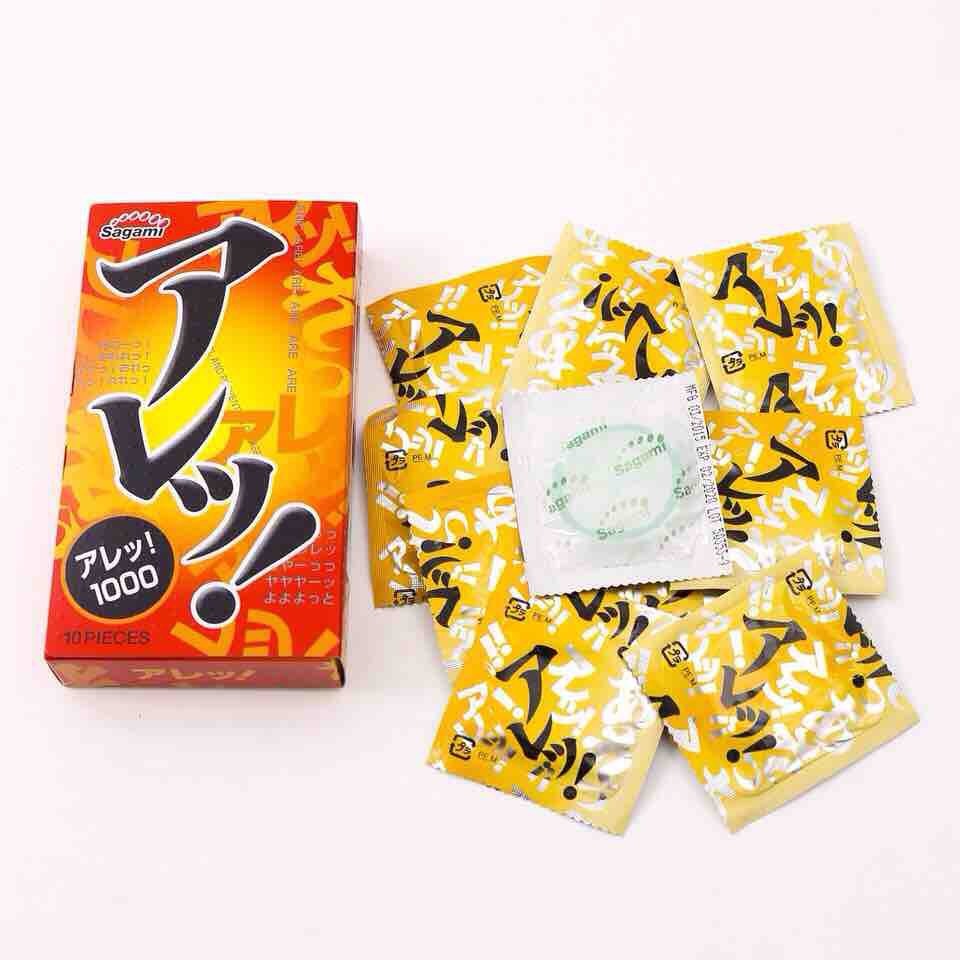 Bao Cao Su Nhật Bản Có Gân Gai Sagami Are Are - Ôm Khít Vừa Vặn - Tặng Gói Gel Jex - Hàng Chính Hãng - Che Tên Sản Phẩm