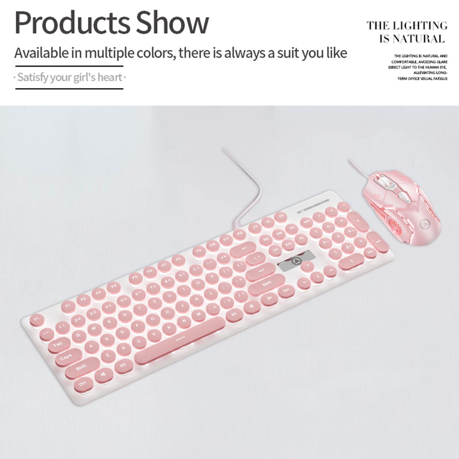 V8 Round Keycaps Gaming Wired Keyboard Mouse Illuminated, No Punch Design