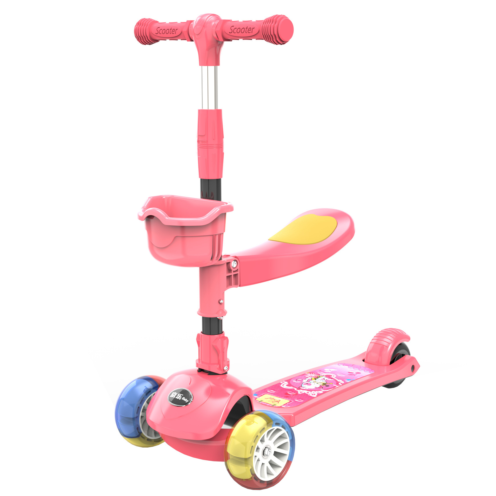 Xe trượt scooter YO-YO đa năng phát sáng cho bé từ 2 đến 12 tuổi - Xe thăng bằng có nhạc, ghế nhún cho trẻ