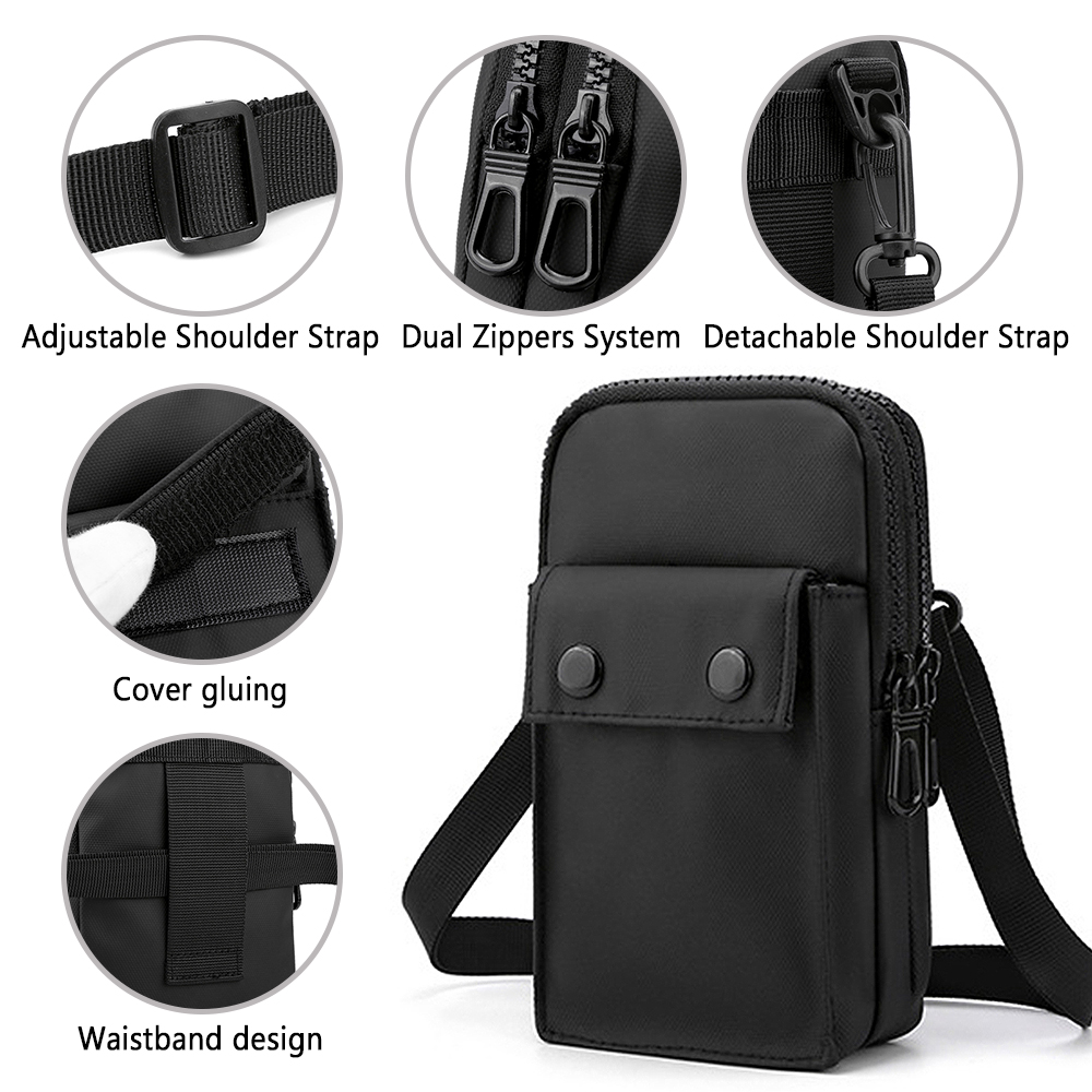 Túi Đeo Cổ Mini Bằng Nylon Chắc Chắn Đựng Điện Thoại Túi Tiền Cho Nam Kiểu Dáng Đơn Giản