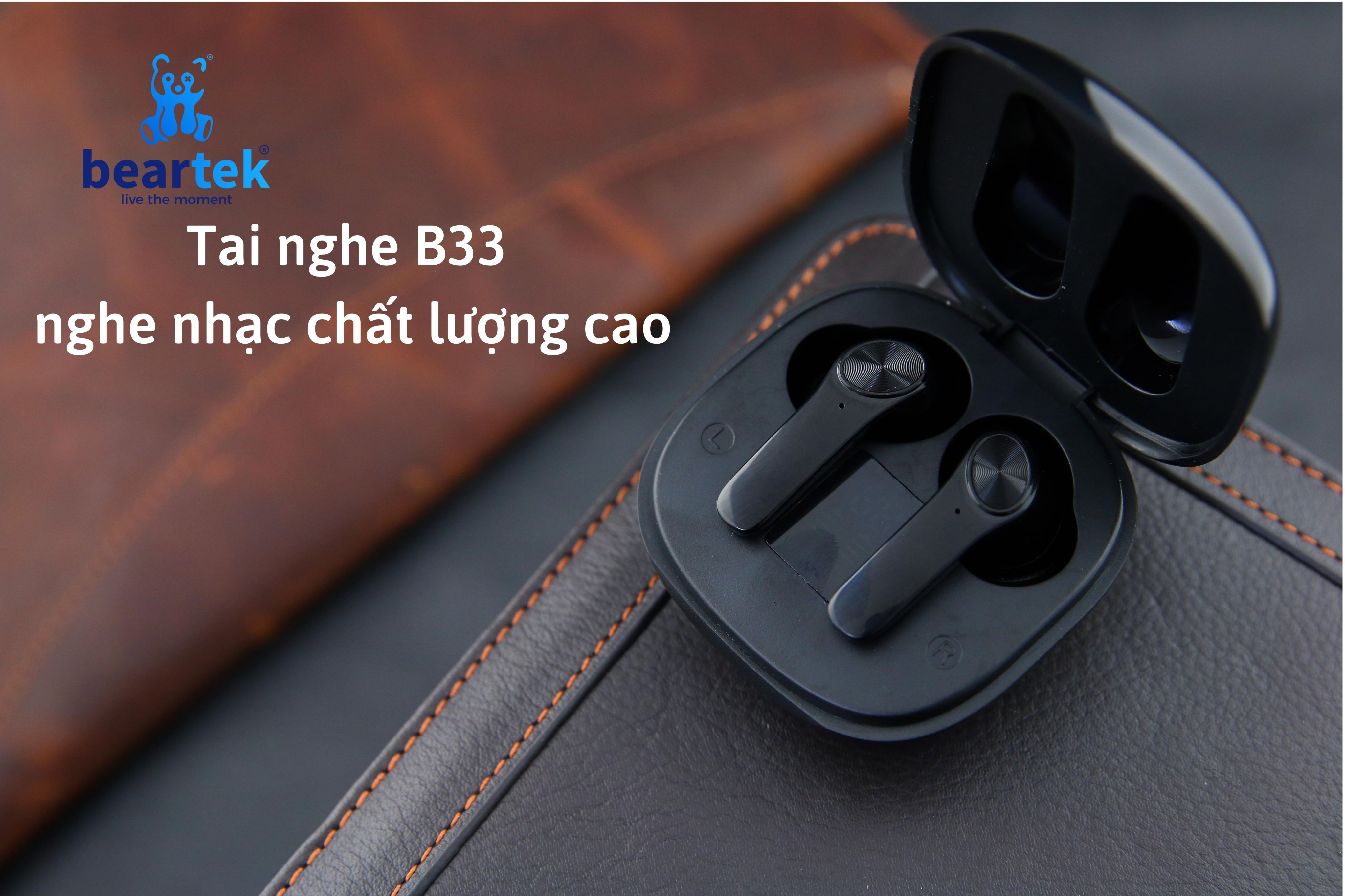 Tai nghe bluetooth không dây BEARTEK Bearbuds B33 True Wireless thiết kế sang trọng với màn hình LED thông minh – Định vị - Cảm ứng – Thời gian sử dụng lên tới 4h -  Hàng nhập khẩu