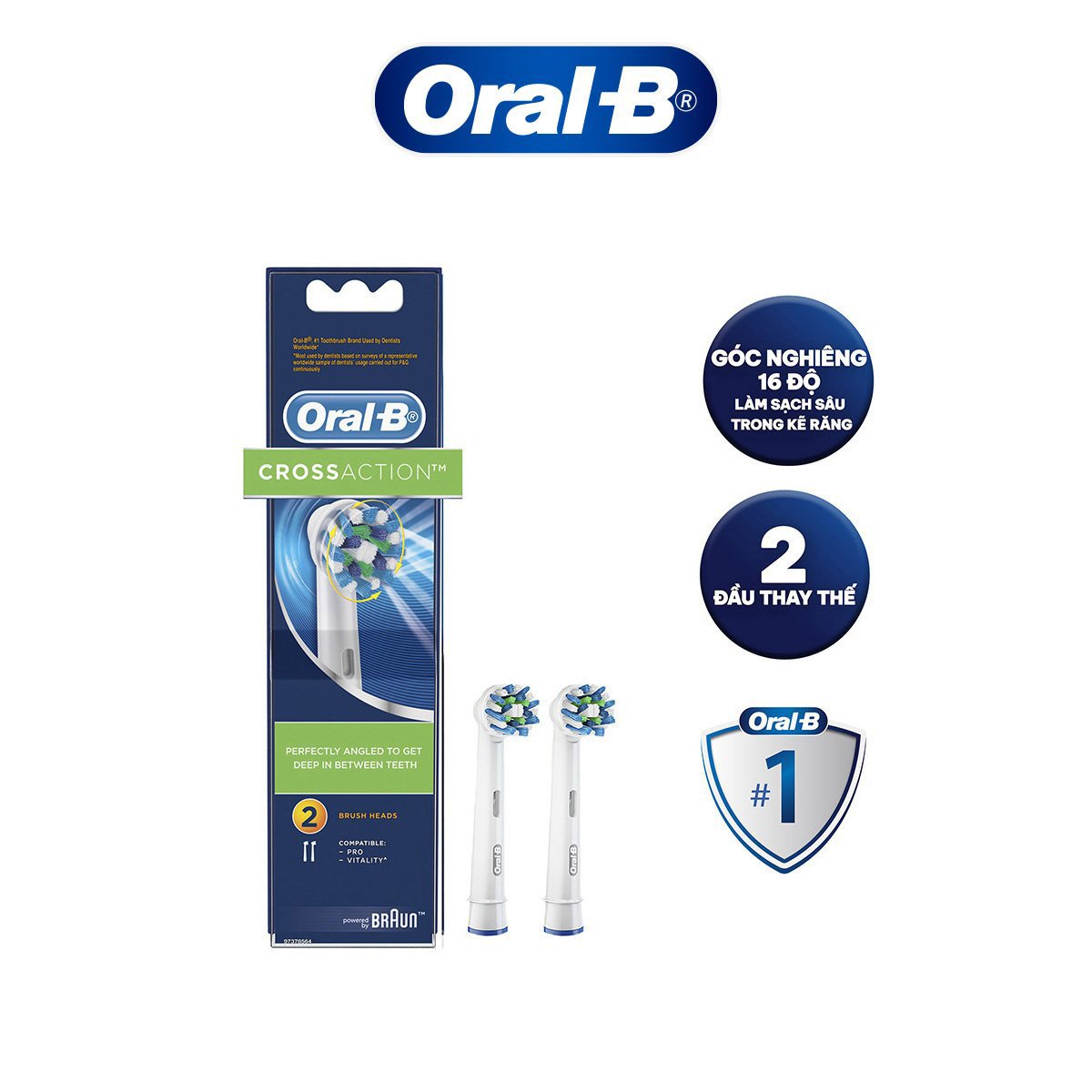 Đầu bàn chải Oral-B CrossAction- Hàng chính hãng 100