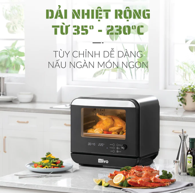 Nồi Chiên Hơi Nước OLIVO SF18 Thương Hiệu Mỹ Cao Cấp, 50 Chức Năng,  Dung Tích 18L, Công Suất 2450W - Hàng Chính Hãng