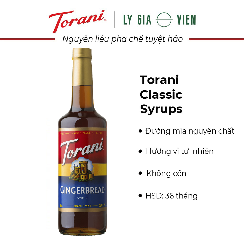 Siro Pha Chế Vị Bánh Quy Gừng Torani Gingerbread Syrup 750ml - Hàng Chính Hãng