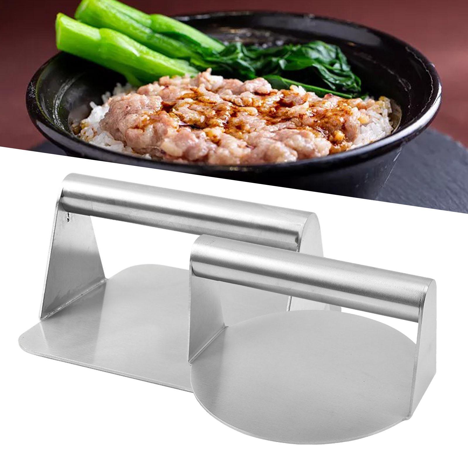 2pcs Manual Burger Press Meat Smasher Bacon No-Rust Accessory Kitchen Tool