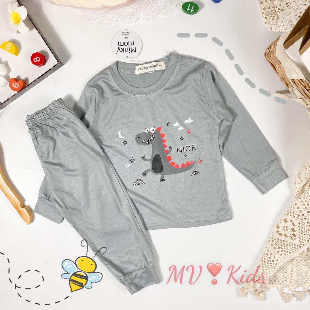 Bộ Dài Tay Cho Bé Trai, Bé Gái Minky Mom Vải Thun Lạnh Hoạ Tiết Sư Tử Bịt Mắt MKDTL05