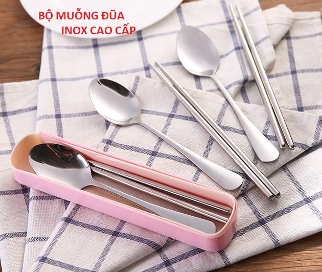 Bộ muỗng đũa INox du lịch siêu nhẹ chỉ 68gam, bộ thìa đũa du lịch cơm trưa văn phòng - dương