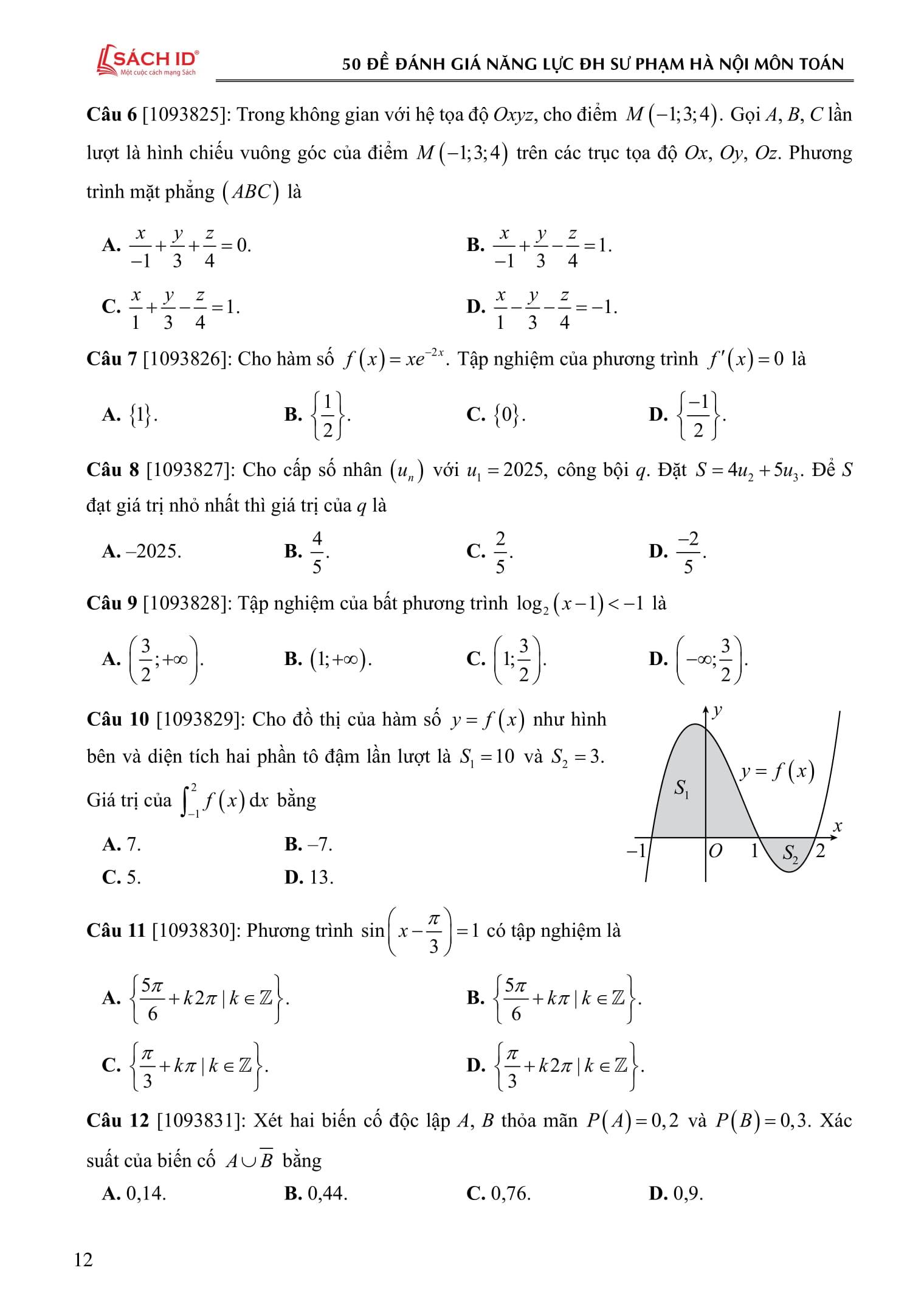 Sách - 50 Đề Luyện Thi Đánh Giá Năng Lực Theo Cấu Trúc Của Trường Đại Học Sư Phạm Hà Nội - Môn Toán