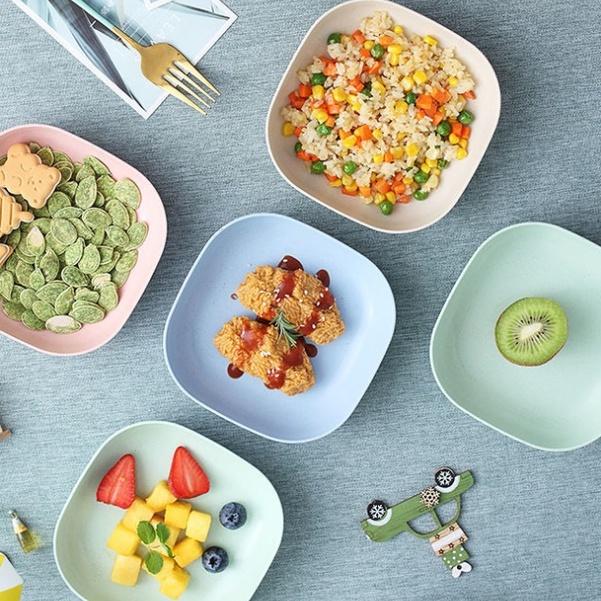 Bộ 4 Khay Đĩa Màu Pastel Làm Từ Lúa Mạch An Toàn Cho Sức Khỏe