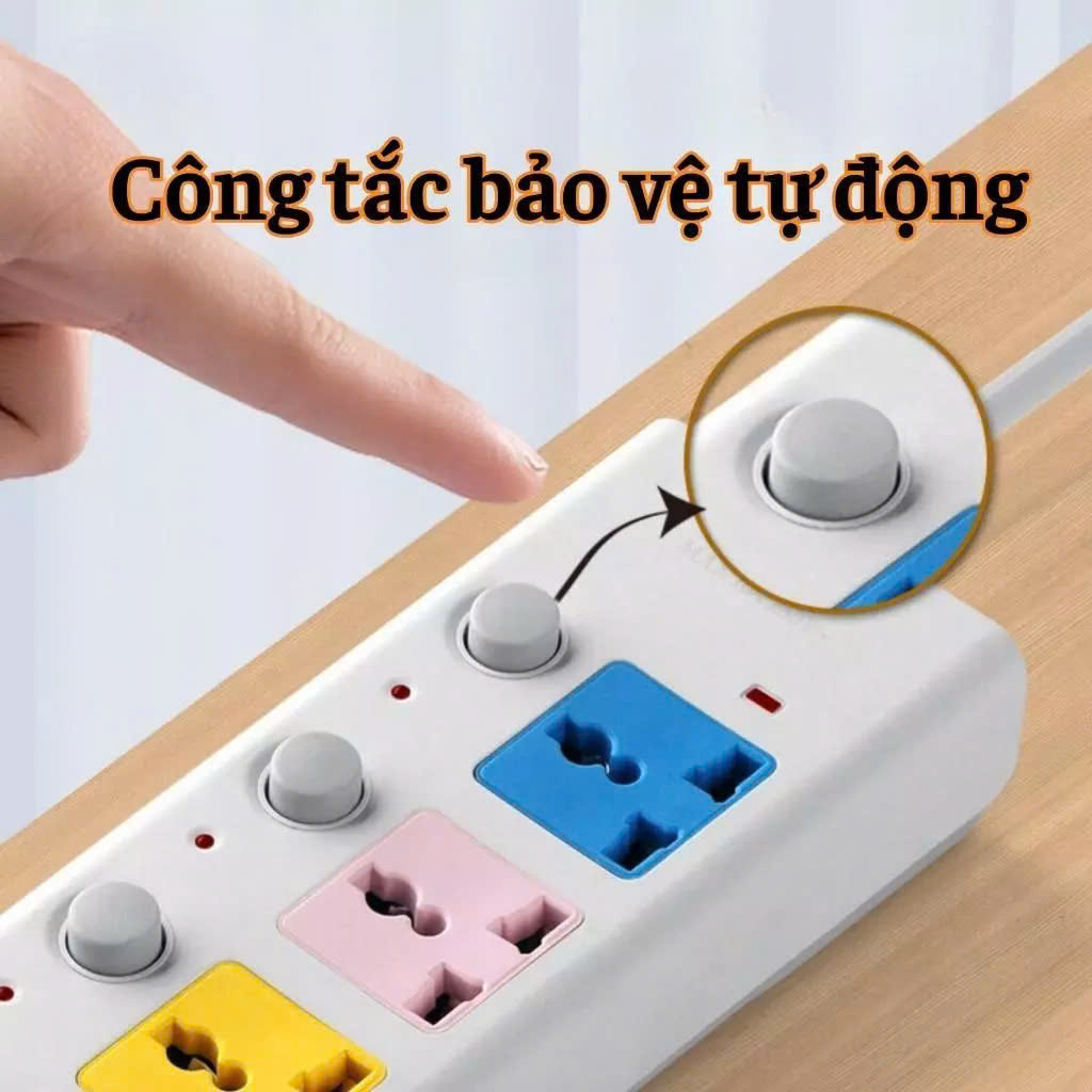 Ổ Cắm Điện 4 Ổ Cắm Kèm 2 Cổng USB Công Tắc, Đèn Báo Riêng Chịu Tải 2500W, Chống Giật, Chống Cháy - Hàng chính hãng