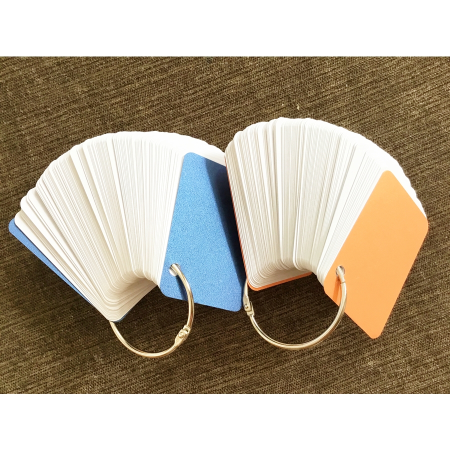 200 thẻ flashcard trắng 5x8cm bo góc siêu dày phong cách mới tặng kèm +bìa cứng 3D học ngoại ngữ