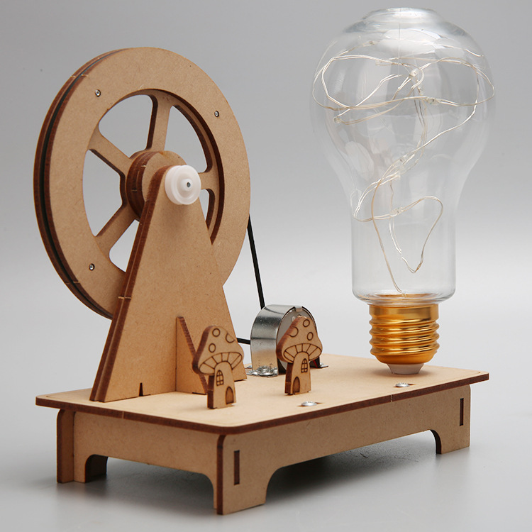 Đồ chơi STEM - Bộ lắp ráp máy phát điện quay tay bằng gỗ DIY - STEM Khoa Học, Giáo Dục, Trí Tuệ