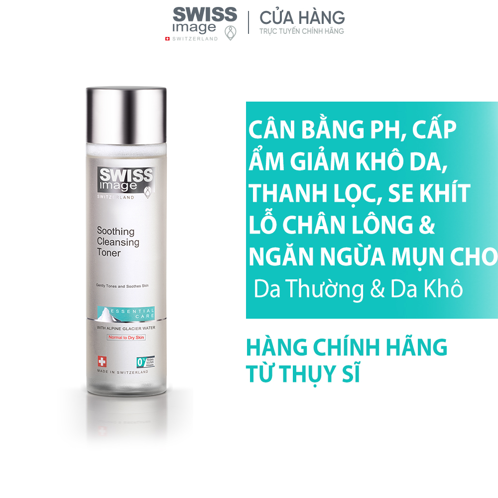 Bộ đôi Skincare Swiss Image gel rửa mặt và nước cân bằng làm sạch ngừa mụn cấp ẩm dịu da cho da thường & da khô