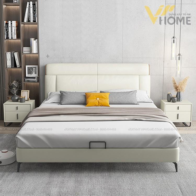 Giường ngủ bọc da nhập khẩu phong cách tân cổ điển đẹp GBD-20163