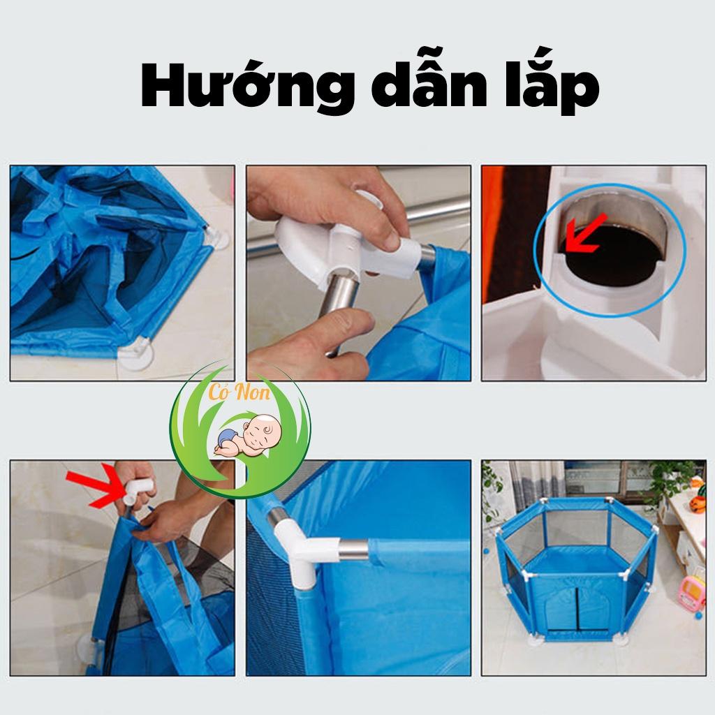 Nhà banh cho bé hình lục giác khung inox ( Có tặng kèm bóng )