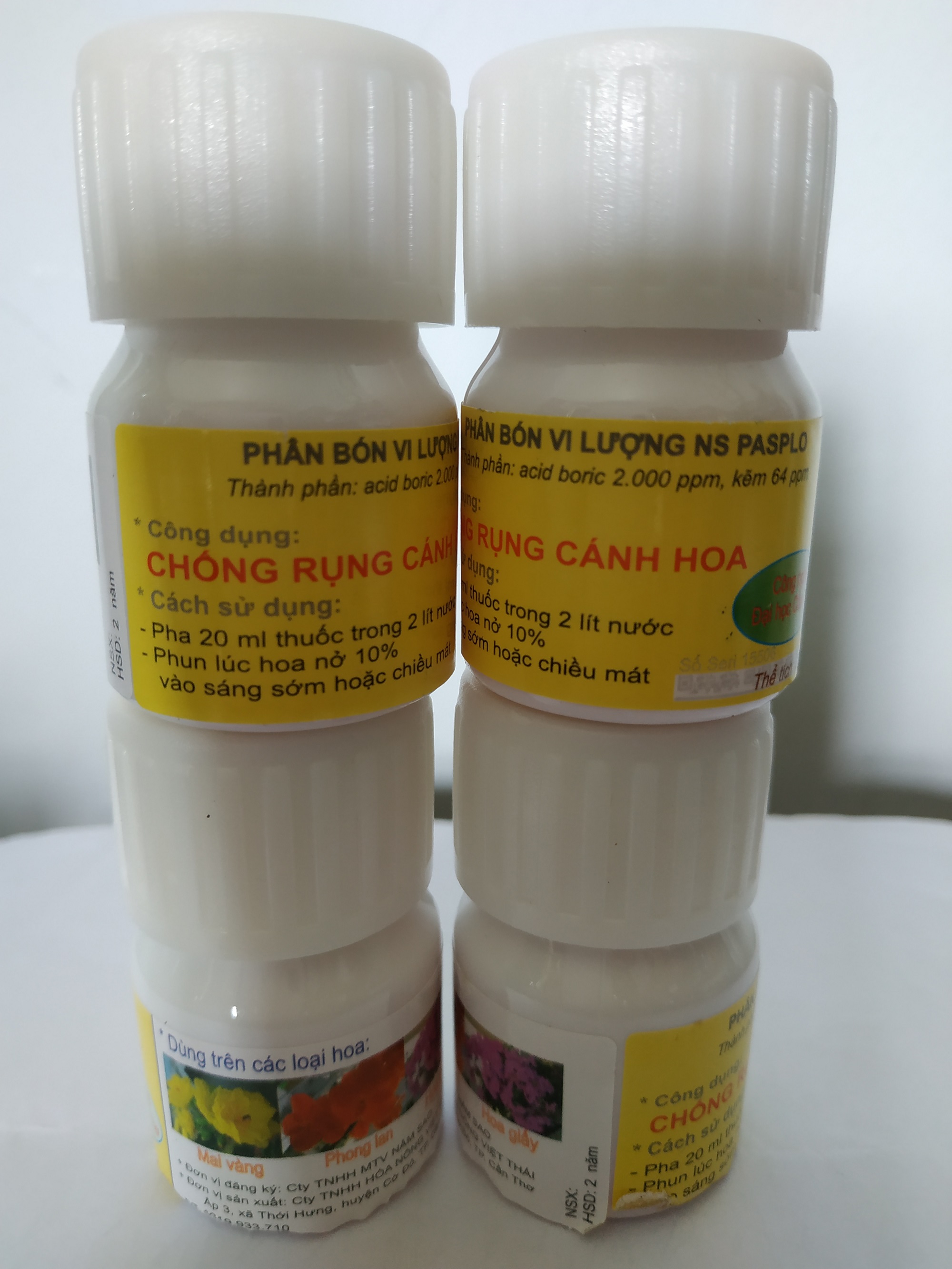 Combo 2 chai Phân bón vi lượng chống rụng cánh hoa chuyên dùng cho hoa mai, phong lan, hoa giấy CN ĐH Cần Thơ - chai 20 ml