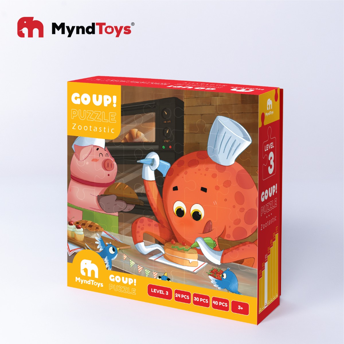 Đồ chơi giáo dục, bộ xếp Hình Myndtoys Go Up! Puzzle Level 3 - Zootastic