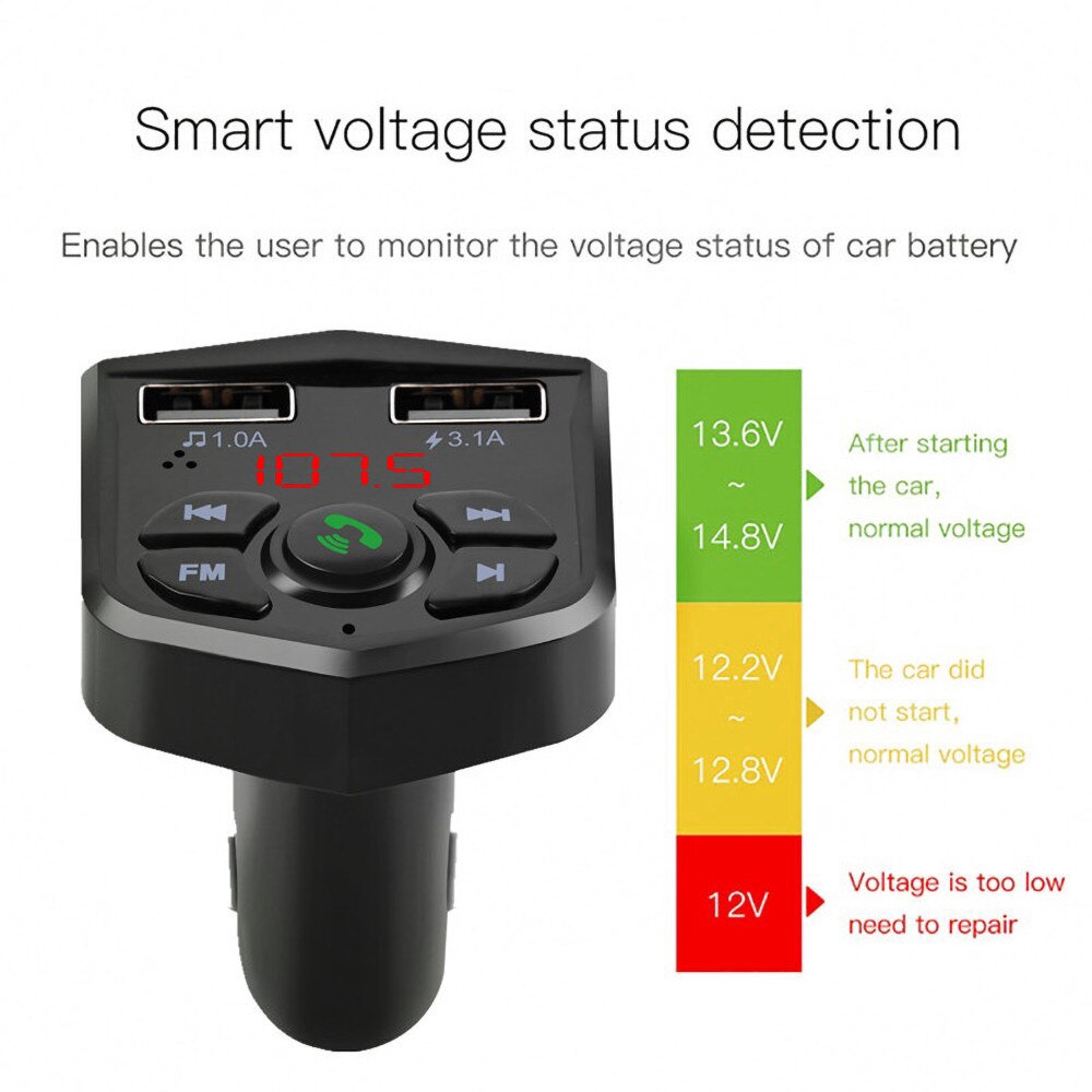 Tẩu Sạc  , Tẩu Nghe Nhạc Blutooth Trên Xe Ô Tô  Thương Hiệu D.E.L  Thế Hệ  BT 5.0   Model TK803E Cao Cấp