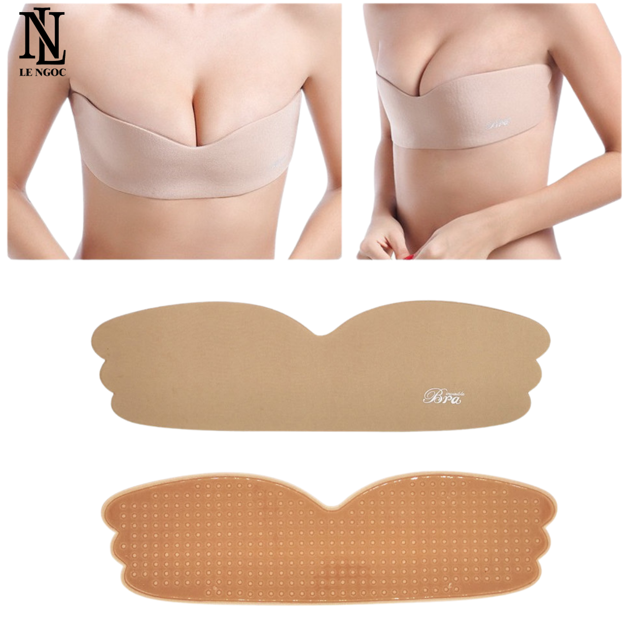 Miếng dán ngực thoáng khí, miếng dán nâng ngực tạo khe hình cánh bướm cho cô dâu mặc áo cưới cúp ngang hở lưng-LN161