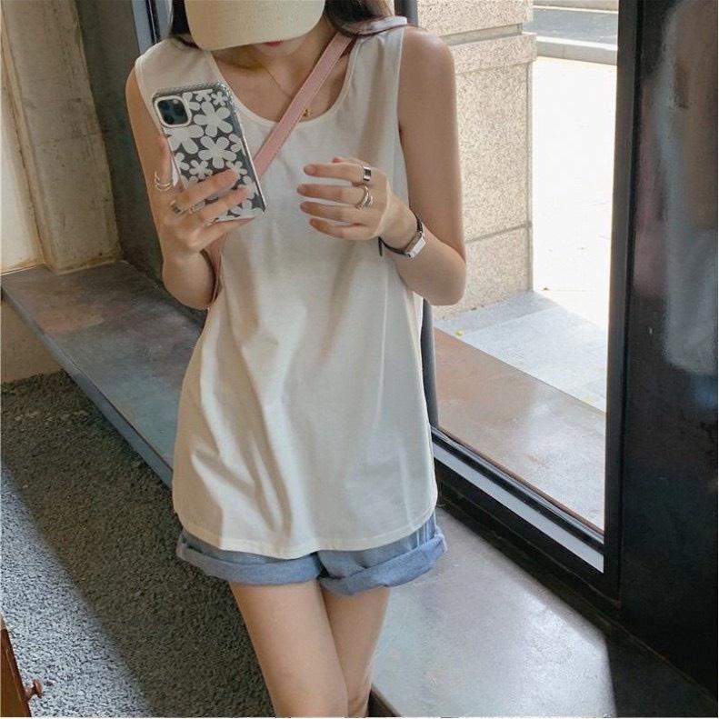 Áo Tanktop Thun trơn 3 Lỗ Nữ Dáng Rộng Trùm Mông 3 Màu siêu xinh