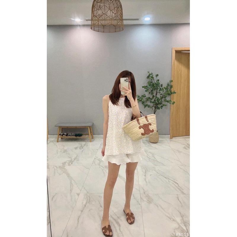 Chen.room Set áo hoa cúc và quần short loe dễ thương, set đồ xinh nhà Chen