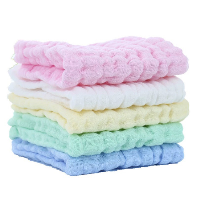 Set 5 khăn mặt xô nhăn trơn cực mềm và đẹp cho bé