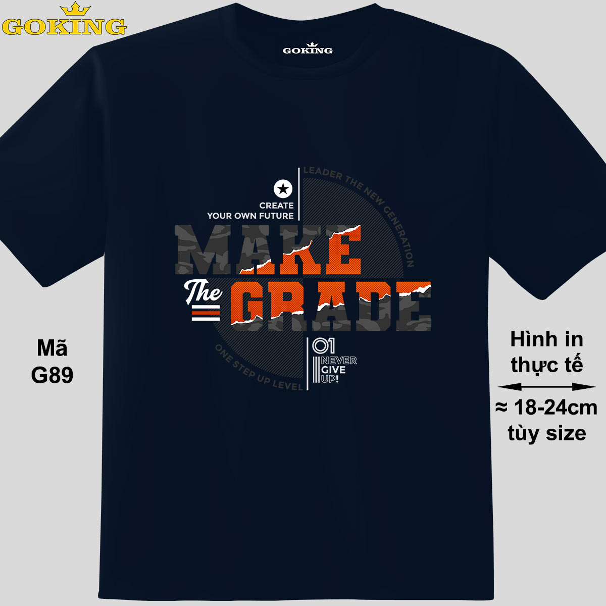 Make The Grade, Mã G89. Áo Thun Nam Nữ In Chữ Siêu Đẹp, Form Unisex. Áo Phông Goking Hàng Hiệu, Công Nghệ In Nhật Bản Sắc Nét. Quà Tặng Cao Cấp Cho Gia Đình, Cặp Đôi, Doanh Nghiệp. - Navy, Vải Thun Lạnh - 2Xl