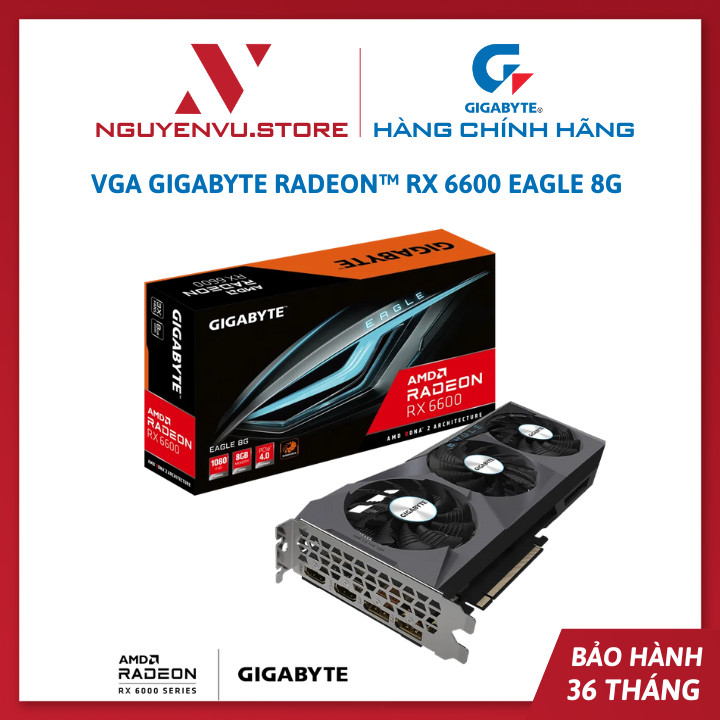 Card màn hình GIGABYTE RADEON RX 6600 EAGLE 8GB (GV-R66EAGLE- 8GD) - Hàng chính hãng