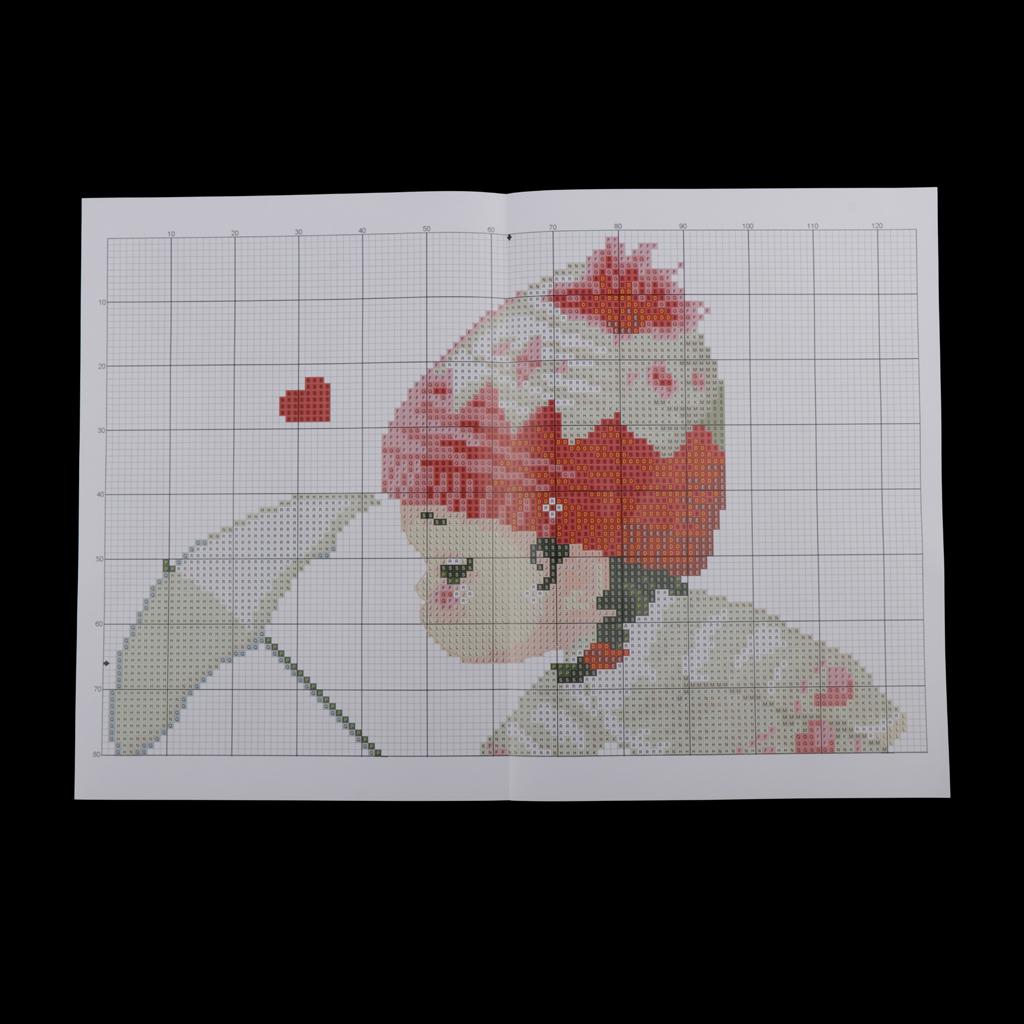 Stamped Cross Stitch Kits DIY Needlework Kits - Little Girl, 11CT, 38x37cm