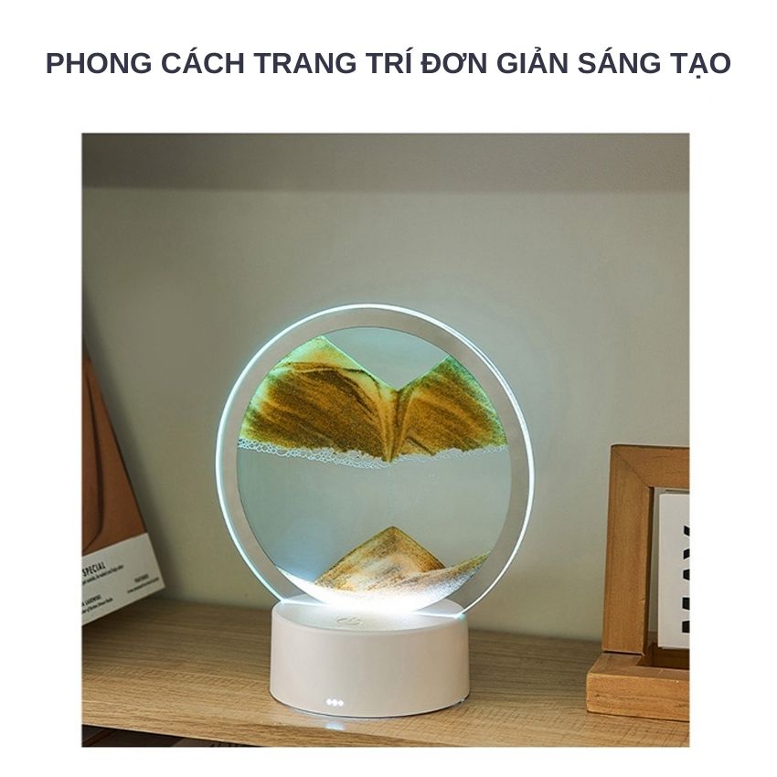 Tranh cát 3D chuyển động đế đèn led cảm biến đổi màu, tranh cát chảy nghệ thuật làm đèn ngủ 3 chiều decor trang trí phòng ngủ quà tặng cao cấp