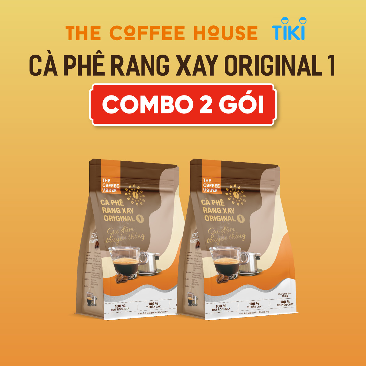 Combo 2 Cà phê rang xay Original 1 The Coffee House (250g/Gói) Cafe nguyên chất