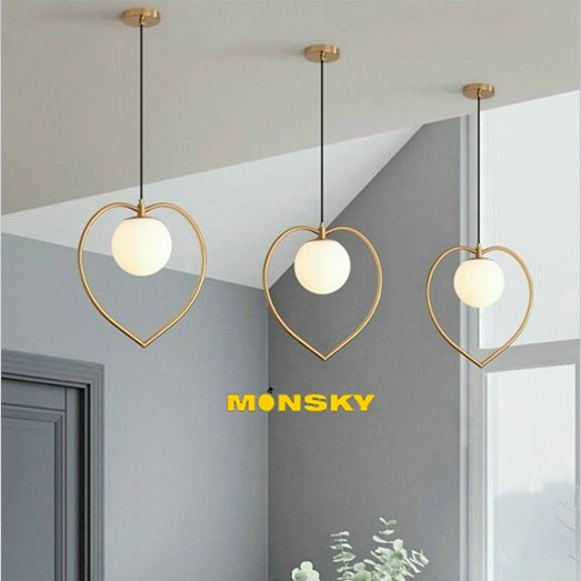 Đèn thả CALER hình trái tim hiện đại trang trí nội thất sang trọng - kèm bóng LED chuyên dụng .