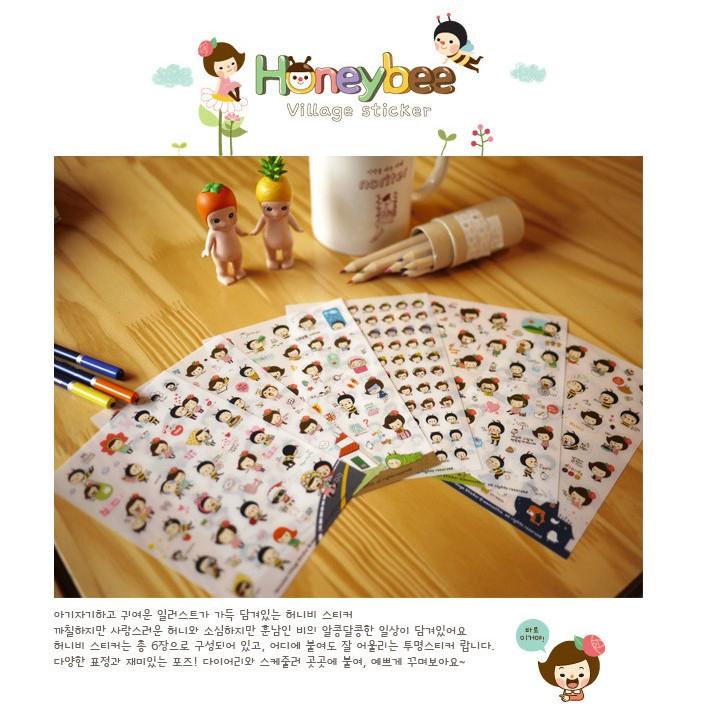 Bộ 6 Tấm Nhãn Dán Sticker Trang Trí Ong Vàng