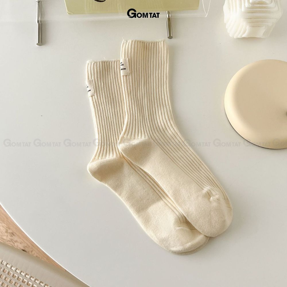 Tất nữ cổ cao trơn GOMTAT nhiều màu phong cách Hàn Quốc, chất liệu cotton nhẹ mềm mại thấm hút thoáng khí - CAOSUXI-PO-3023-1DOI