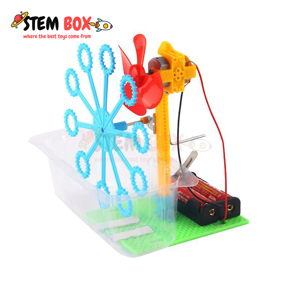 Đồ chơi thông minh bộ lắp quạt bong bóng chạy bằng pin- Trò chơi DIY STEM BOX