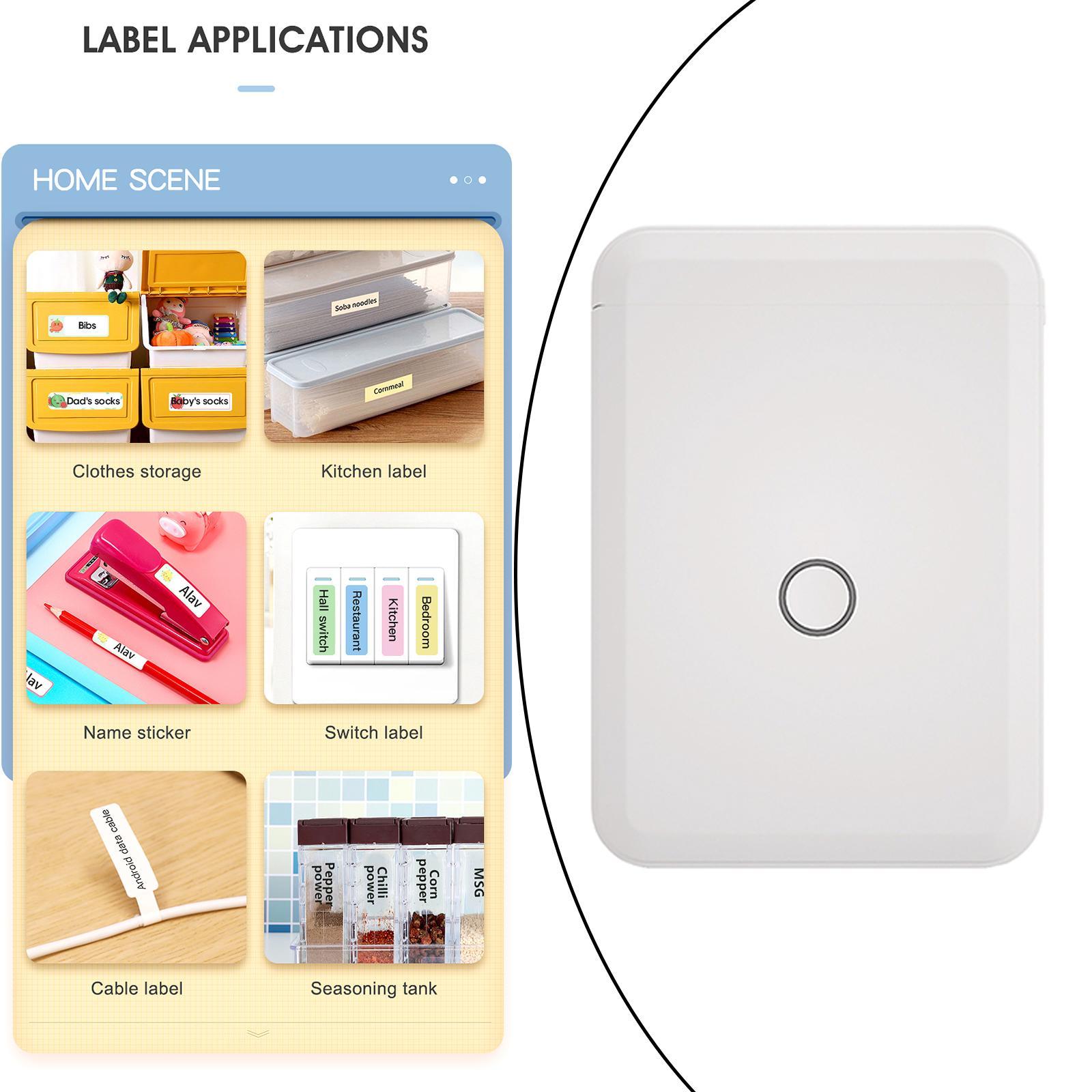 D110 Label Maker Machine with 1 Roll Printer Paper Portable Bluetooth Thermal Printer for Home Office