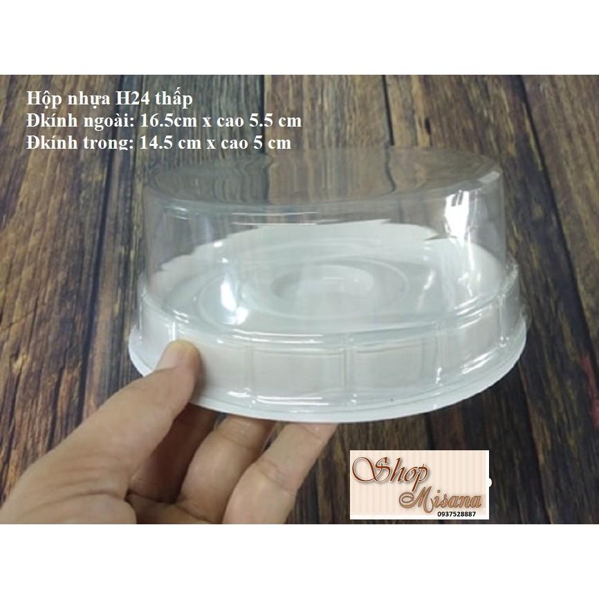 Bộ 20 hộp nhựa tròn đựng bánh đế trắng KT: 14.5 CM X CAO 5 CM - H24 Tròn thấp