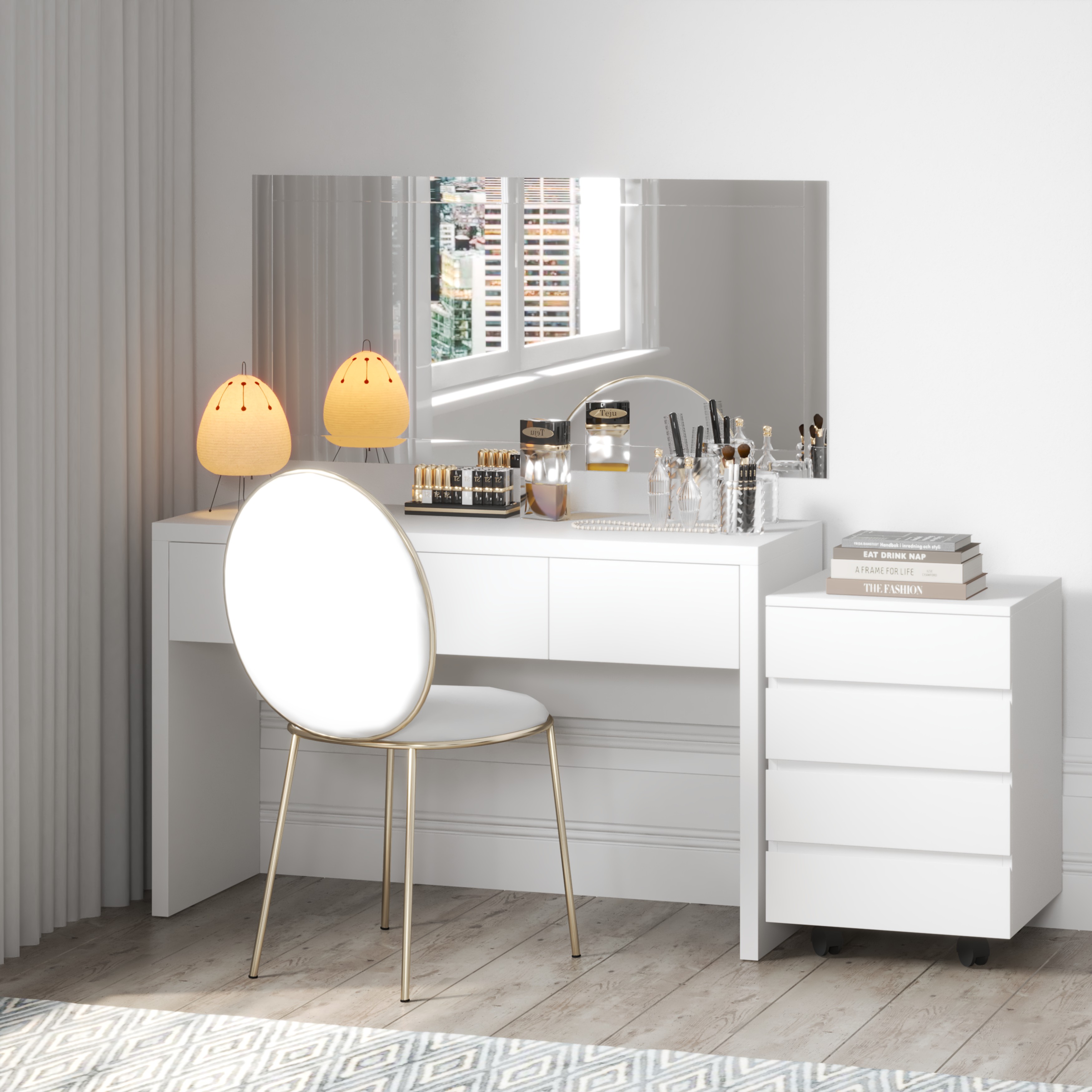 [Happy Home Furniture] OLA , Bàn trang điểm 2 ngăn kéo , BAN_053, BAN_054, BAN_055