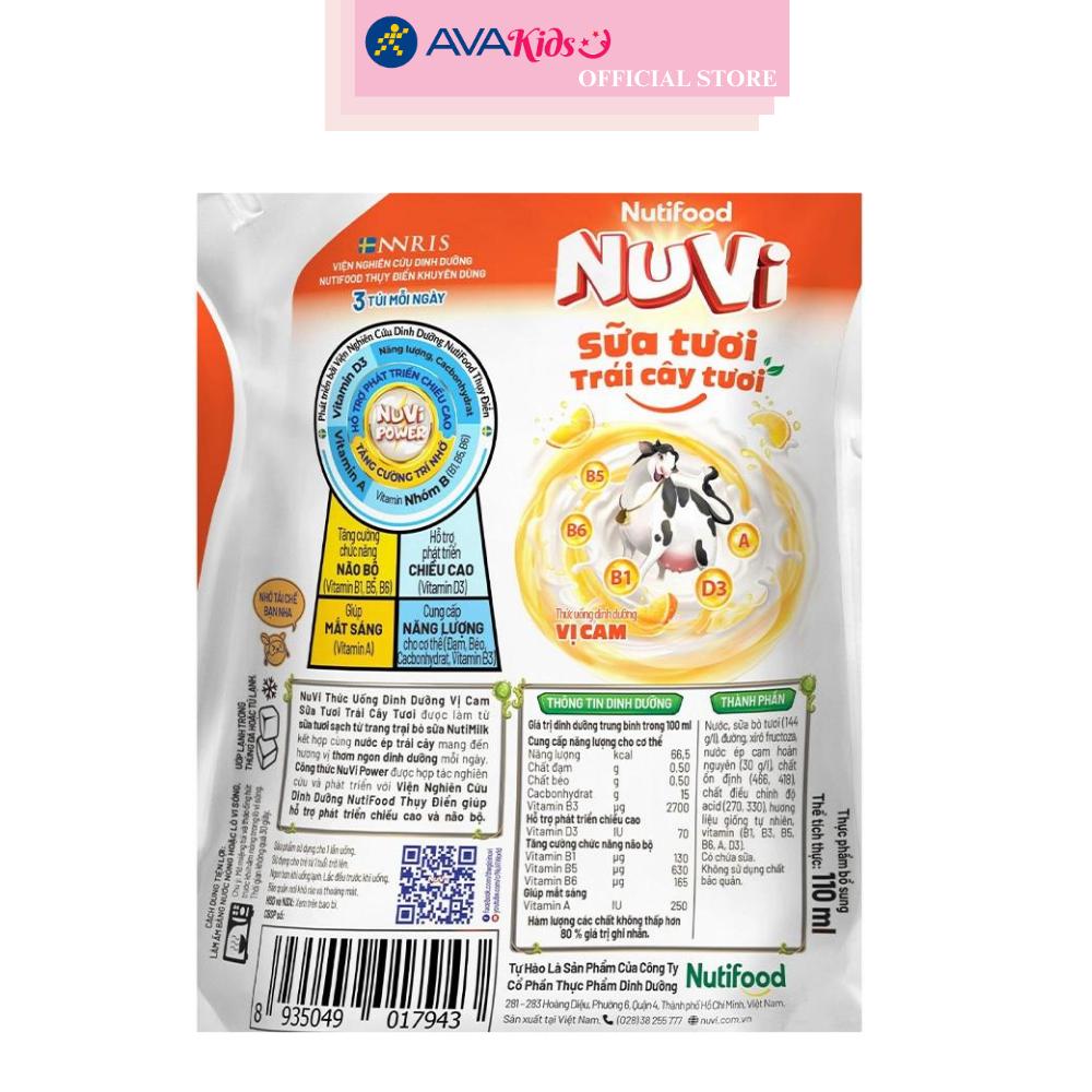 Sữa tươi trái cây tươi Nutifood NuVi hương cam 110 ml (từ 1 tuổi)