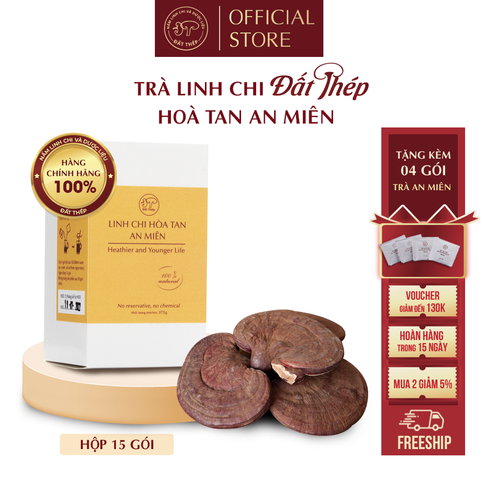 Trà Nấm Linh Chi Đất Thép Hòa Tan An Miên loại: 15 gói - Cải thiện giấc ngủ - Tăng sức đề kháng