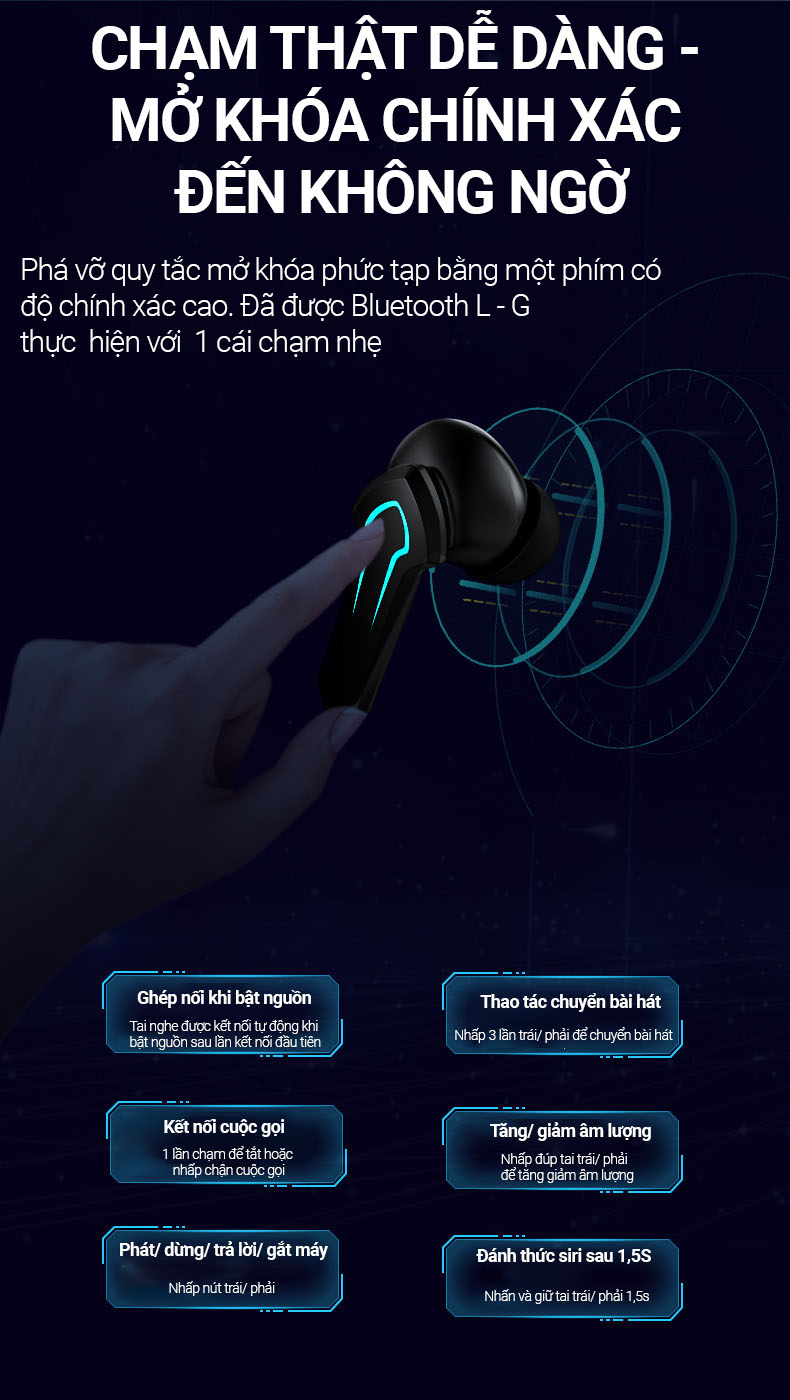 Tai Nghe Gaming Không Dây Bluetooth 5.2 FLOVEME - P30, hỗ trợ đàm thoại độ trễ cực thấp khi chơi game, Bass mạnh mẽ - Hàng chính hãng