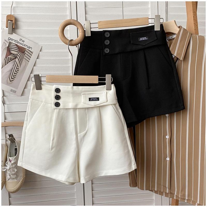 Quần short nữ ống rộng lưng cao DOLOXI cạp cao 3 khuy Hàn Quốc Q071