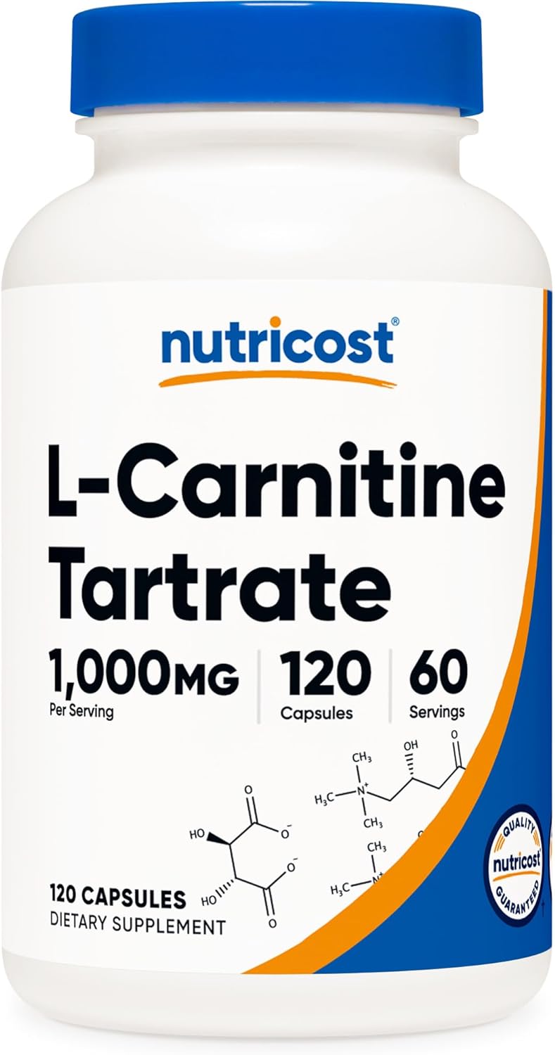 Viên Uống Giảm Mỡ Nutricost L-Carnitine Tartrate (1000mg), Hỗ Trợ Đốt Mỡ, Bổ Sung Năng Lượng