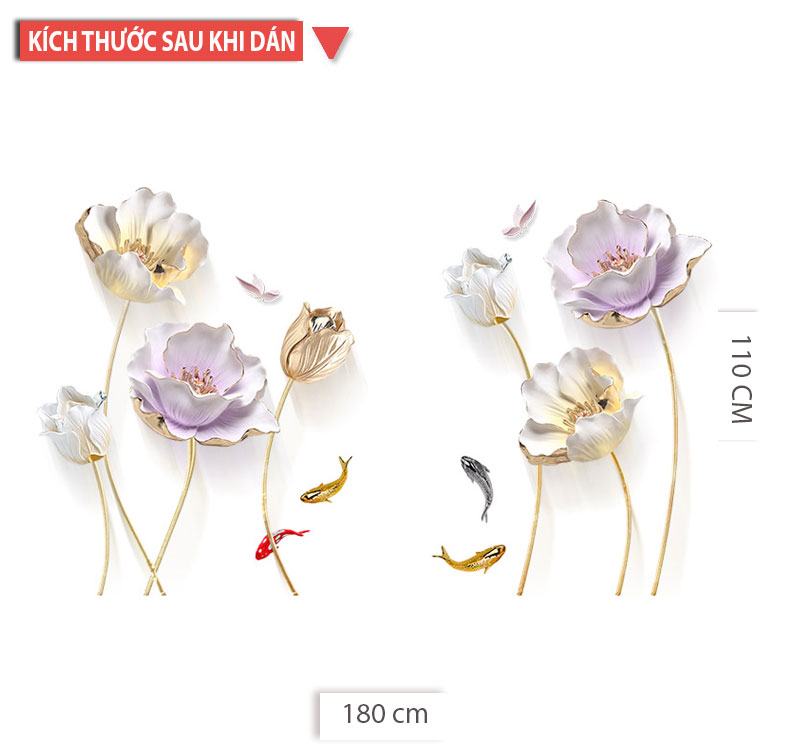 Decal dán tường HOA TULIP 3D CH2007